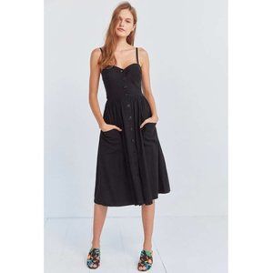 Emilia Black Linen Button Down Midi Dress